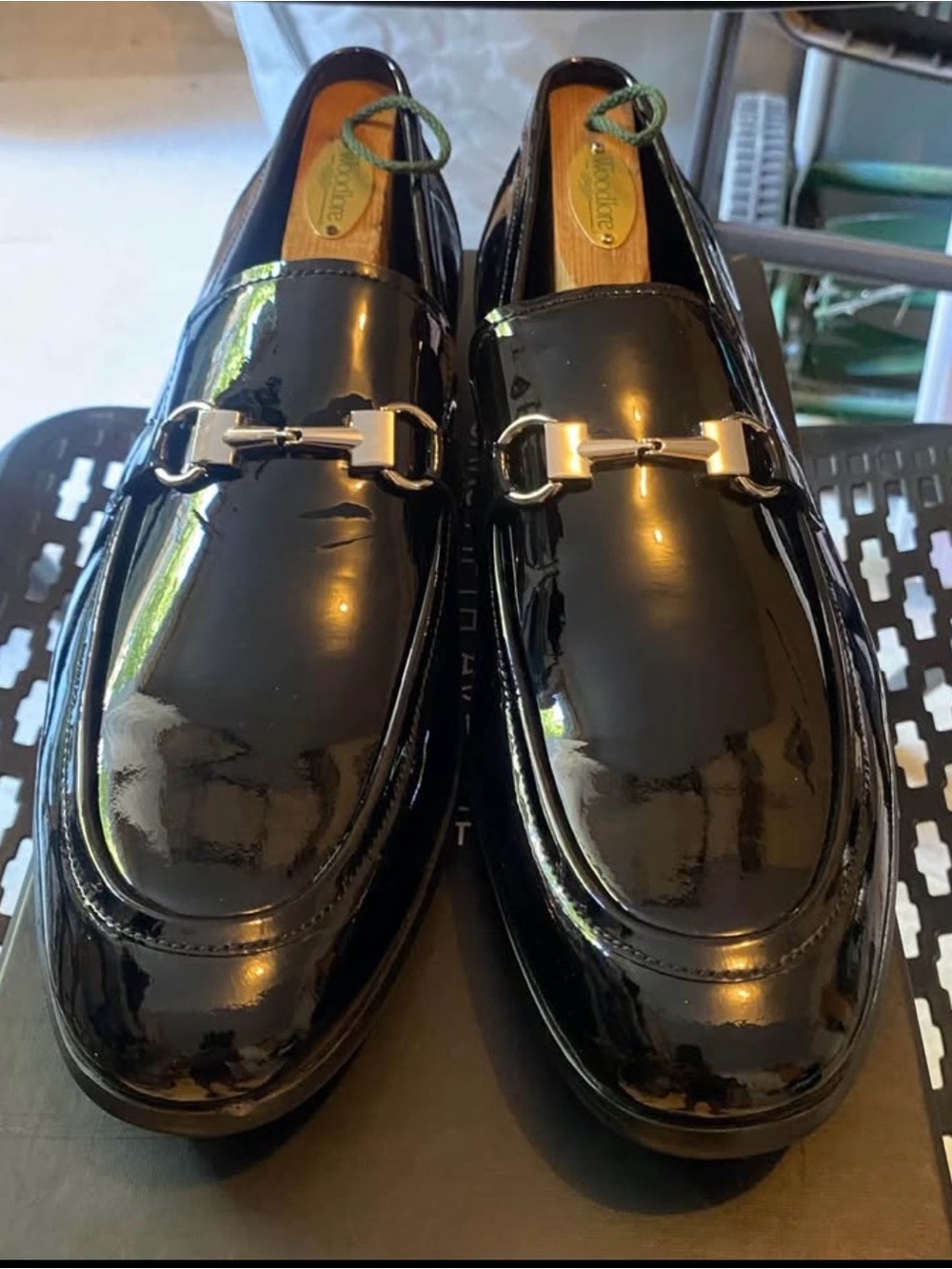 Saks Fifth Avenue Black Patent Leather Bit Loafers